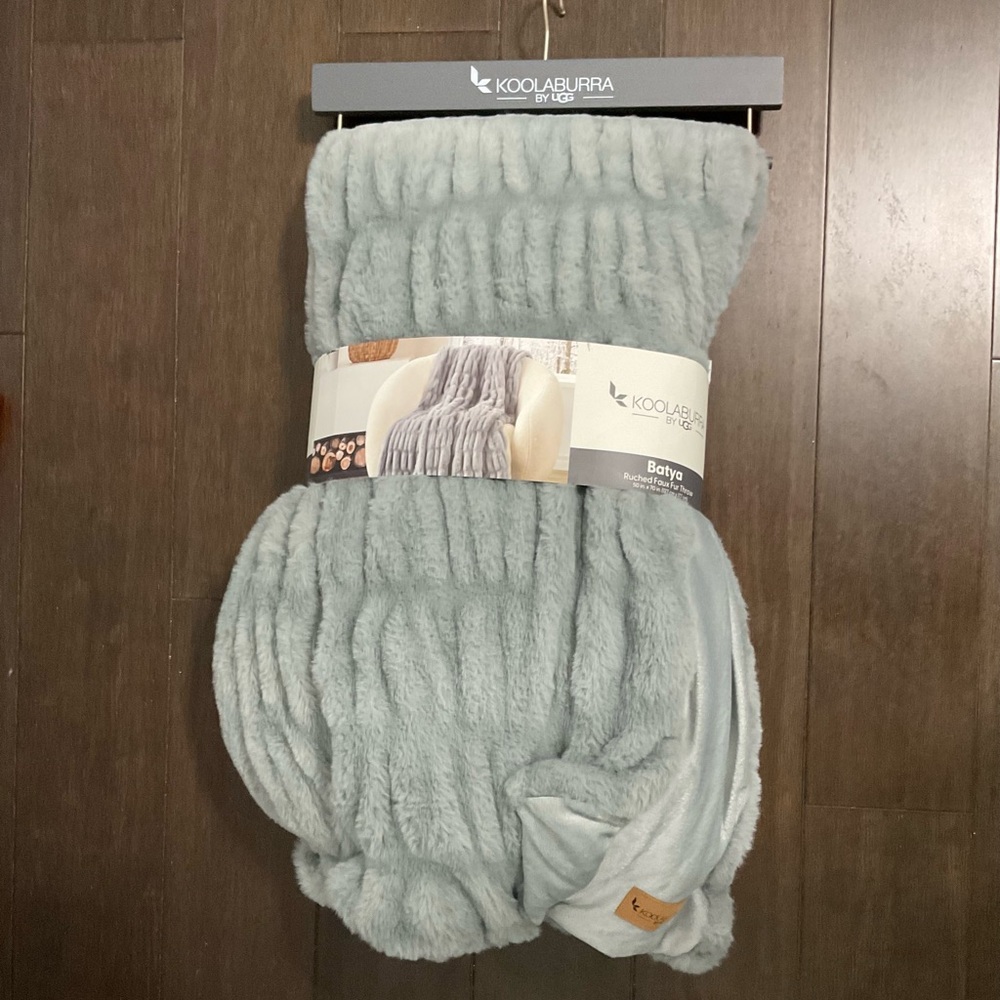 UGG Koolaburra Plush Throw Blanket in Light Blue